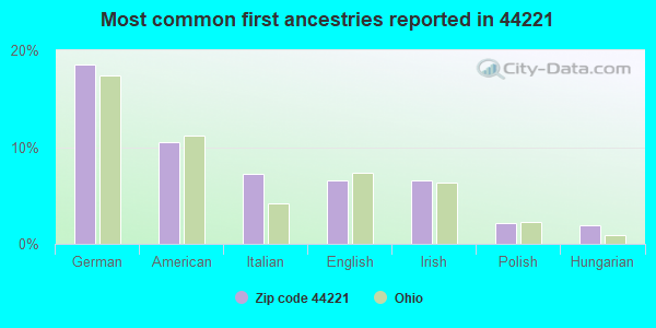 Most common first ancestries reported in 44221