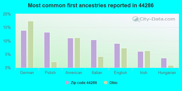 Most common first ancestries reported in 44286