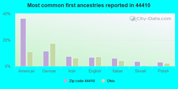 Most common first ancestries reported in 44410