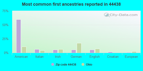 Most common first ancestries reported in 44438