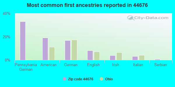 Most common first ancestries reported in 44676