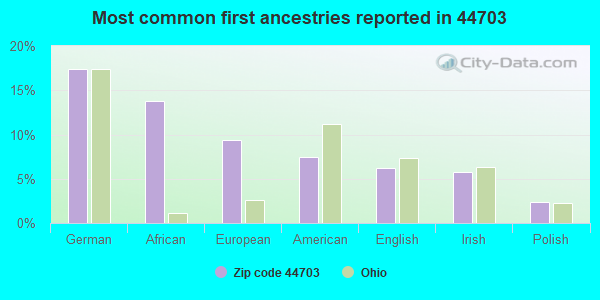 Most common first ancestries reported in 44703