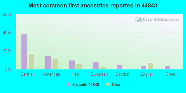 Most common first ancestries reported in 44843