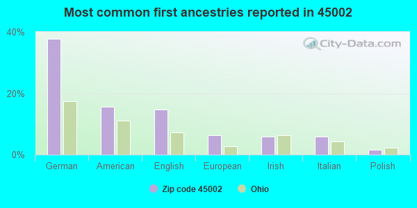 Most common first ancestries reported in 45002