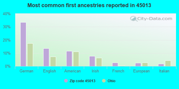 Most common first ancestries reported in 45013