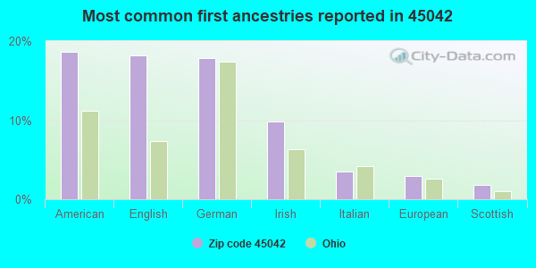 Most common first ancestries reported in 45042