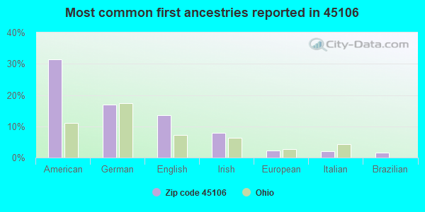 Most common first ancestries reported in 45106
