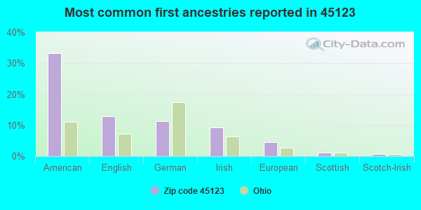 Most common first ancestries reported in 45123