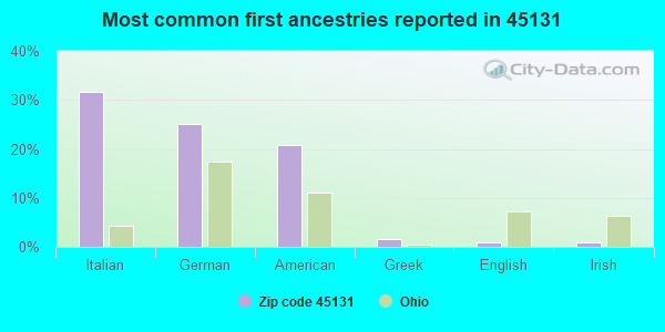 Most common first ancestries reported in 45131