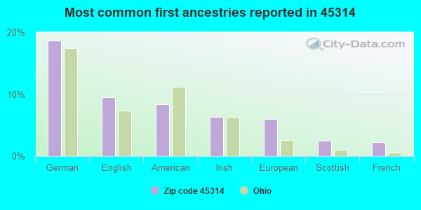 Most common first ancestries reported in 45314