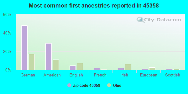 Most common first ancestries reported in 45358