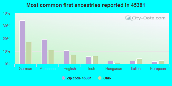 Most common first ancestries reported in 45381