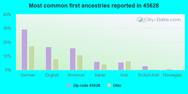 Most common first ancestries reported in 45628