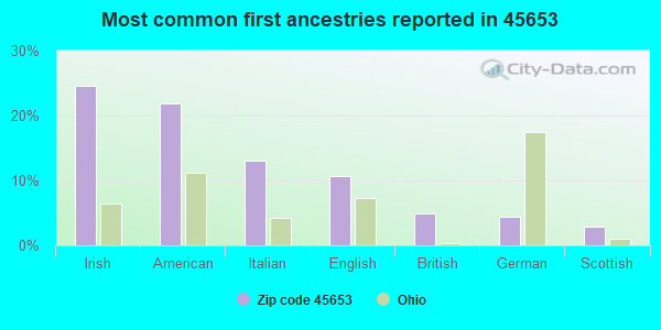 Most common first ancestries reported in 45653