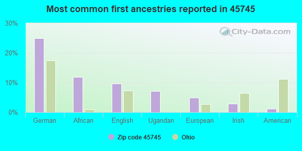 Most common first ancestries reported in 45745