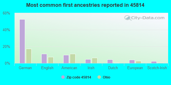 Most common first ancestries reported in 45814