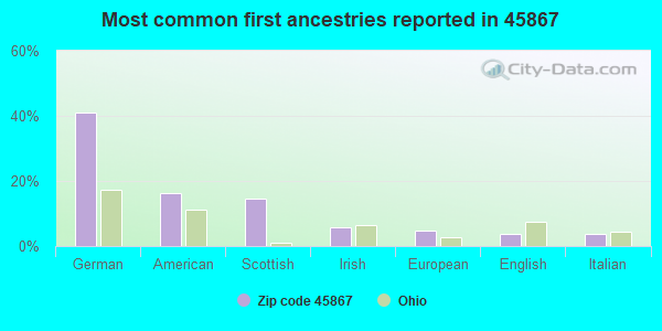 Most common first ancestries reported in 45867