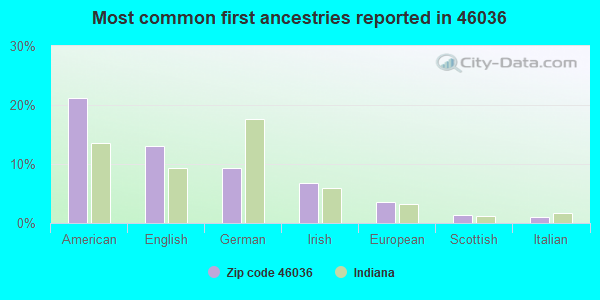 Most common first ancestries reported in 46036
