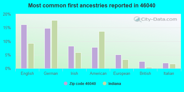 Most common first ancestries reported in 46040