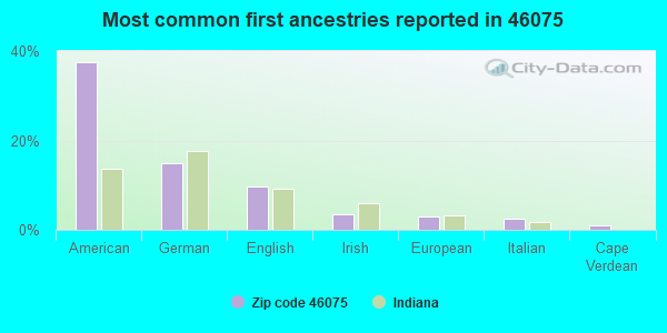 Most common first ancestries reported in 46075