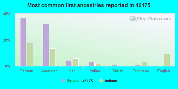 Most common first ancestries reported in 46175