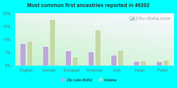 Most common first ancestries reported in 46202