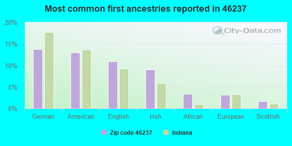 Most common first ancestries reported in 46237