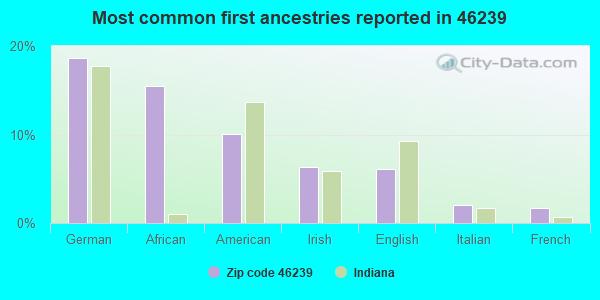 Most common first ancestries reported in 46239