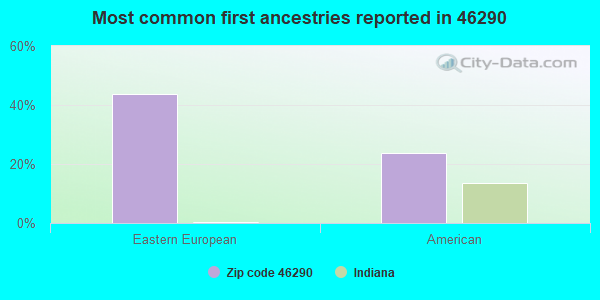 Most common first ancestries reported in 46290