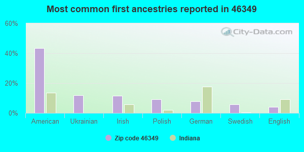 Most common first ancestries reported in 46349