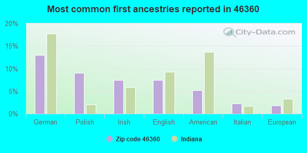 Most common first ancestries reported in 46360