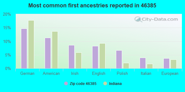 Most common first ancestries reported in 46385