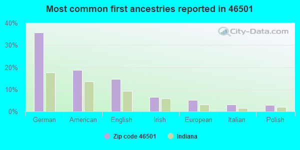 Most common first ancestries reported in 46501