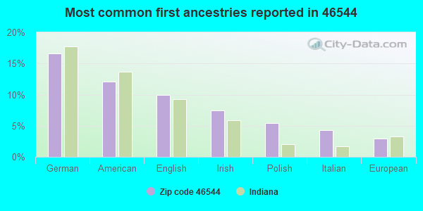 Most common first ancestries reported in 46544