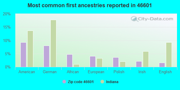 Most common first ancestries reported in 46601