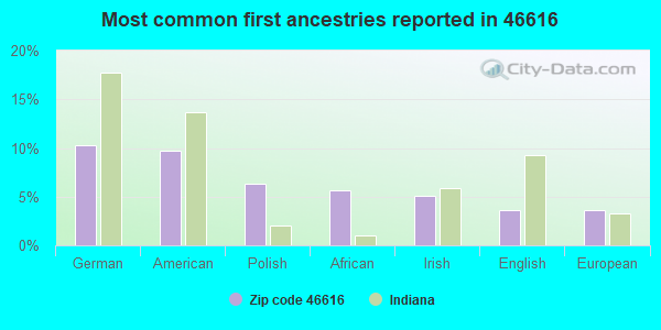 Most common first ancestries reported in 46616