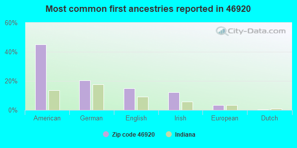 Most common first ancestries reported in 46920