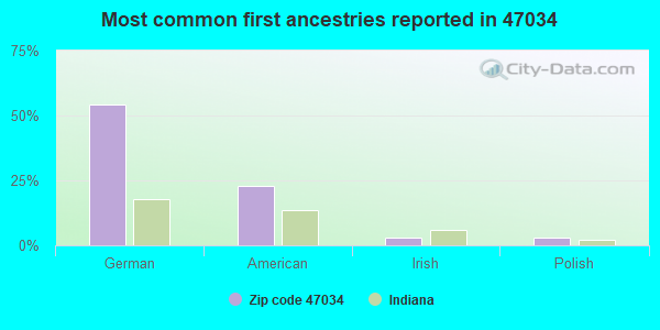 Most common first ancestries reported in 47034