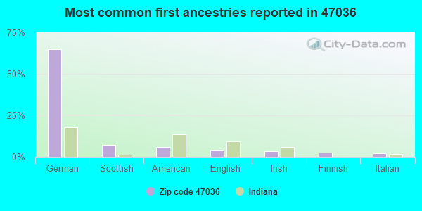 Most common first ancestries reported in 47036
