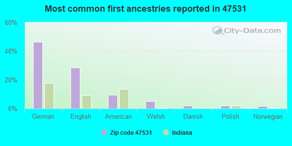 Most common first ancestries reported in 47531