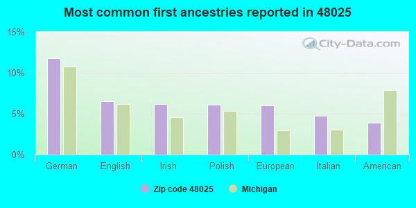 Most common first ancestries reported in 48025