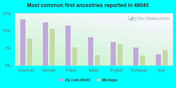 Most common first ancestries reported in 48045