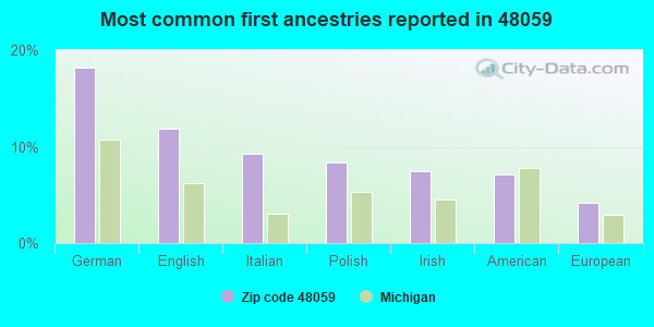 Most common first ancestries reported in 48059