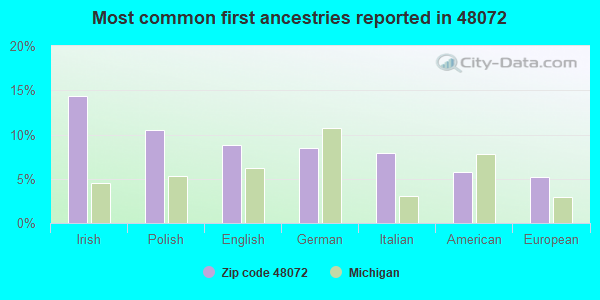 Most common first ancestries reported in 48072