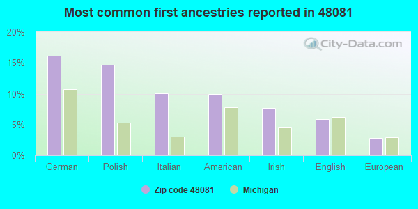 Most common first ancestries reported in 48081