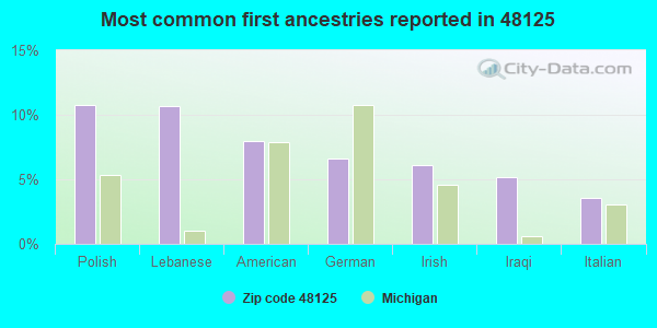 Most common first ancestries reported in 48125