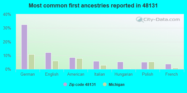 Most common first ancestries reported in 48131