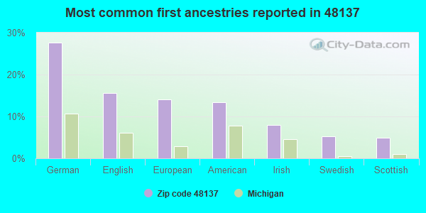 Most common first ancestries reported in 48137
