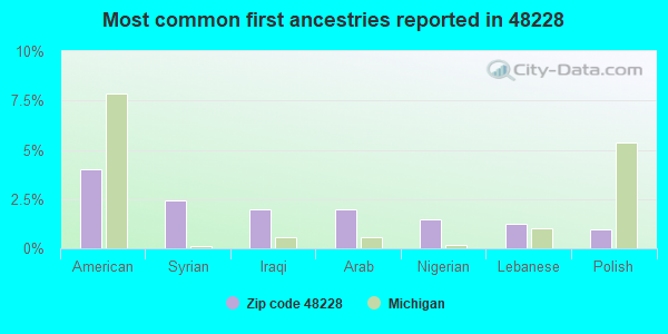 Most common first ancestries reported in 48228
