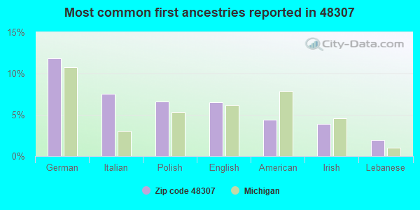 Most common first ancestries reported in 48307